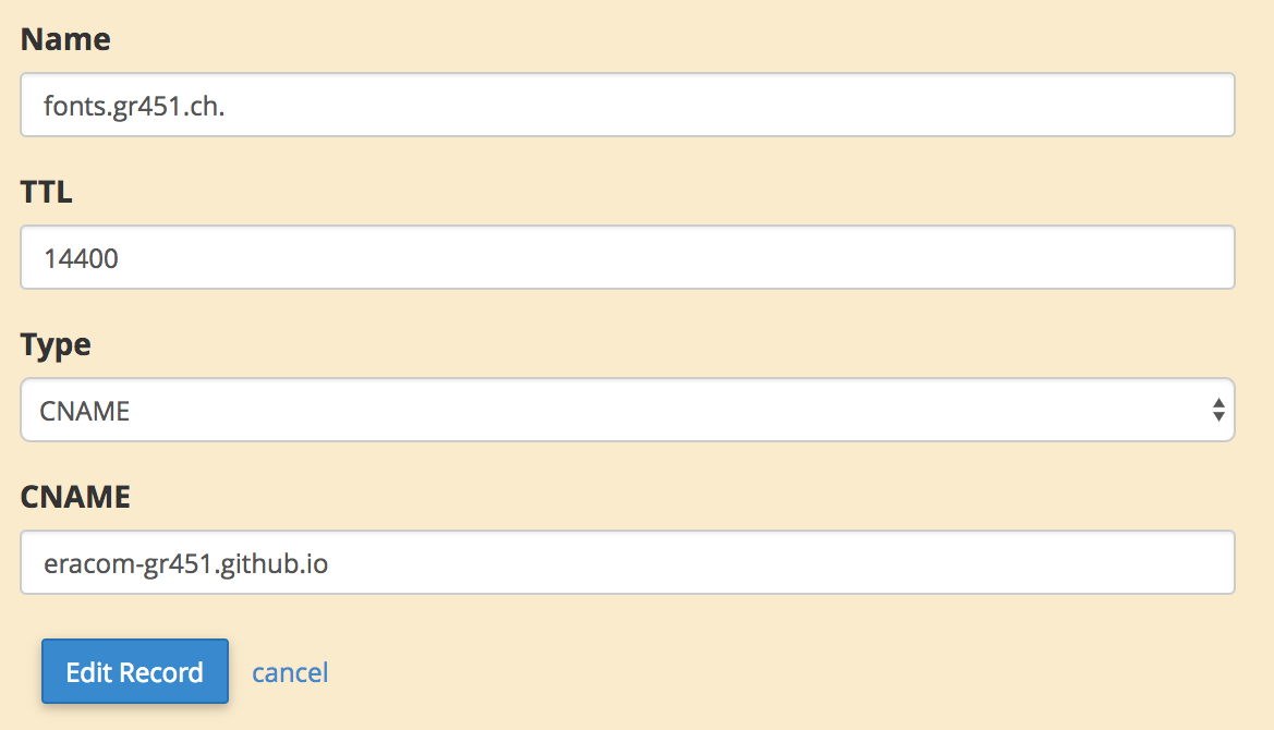 Ajout de CNAME chez O2Switch