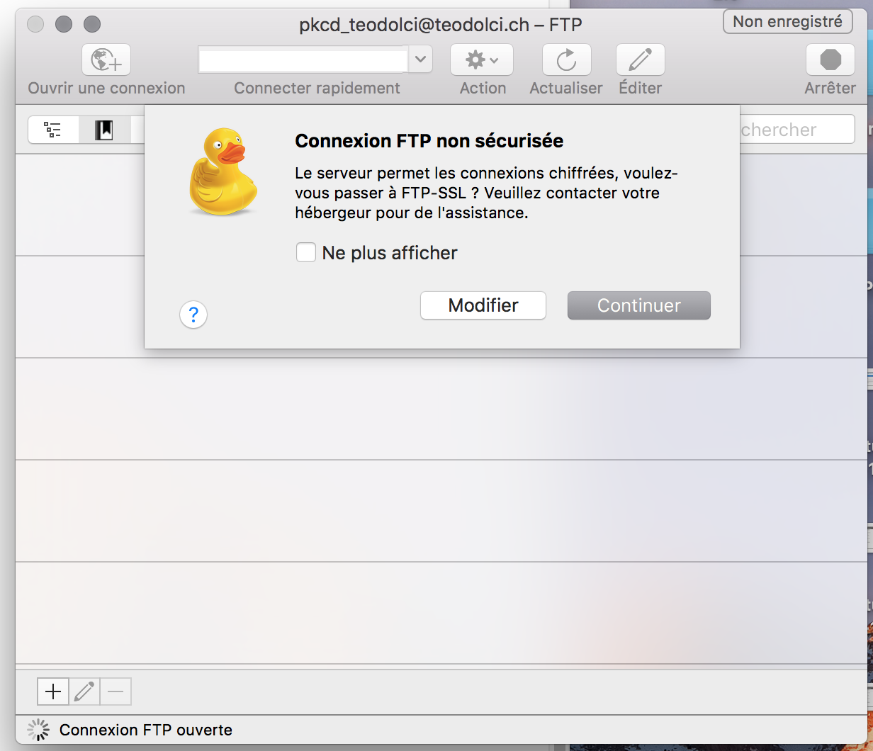 Ouvrir une connexion dans Cyberduck