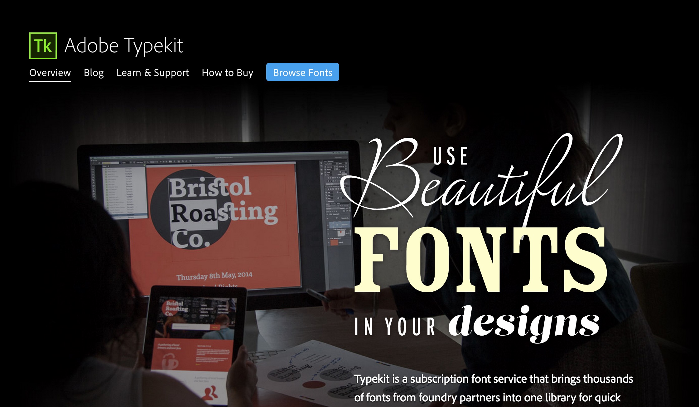 Site de Typekit, en 2016.